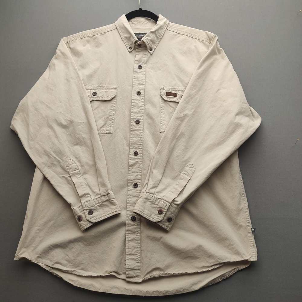 Moose Creek Men's‎ Khaki Button Up Shirt Long Sleeve Large